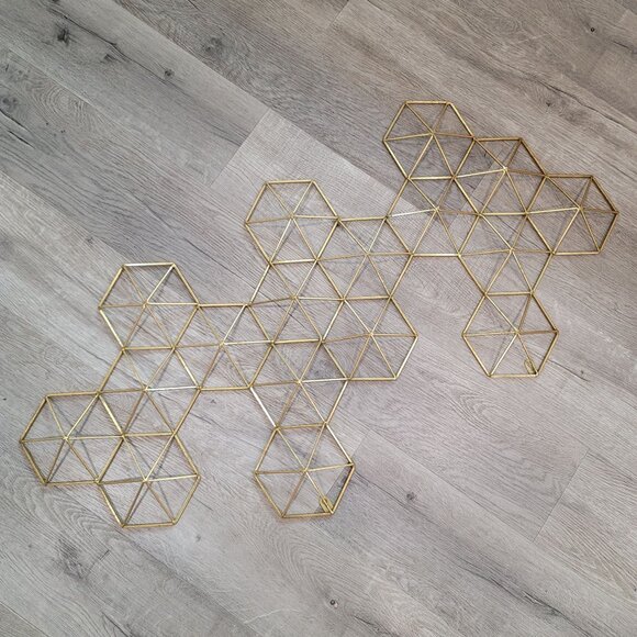 Glam metal abstract gold wall decor. very large light wight art piece honeycomb - Picture 11 of 12